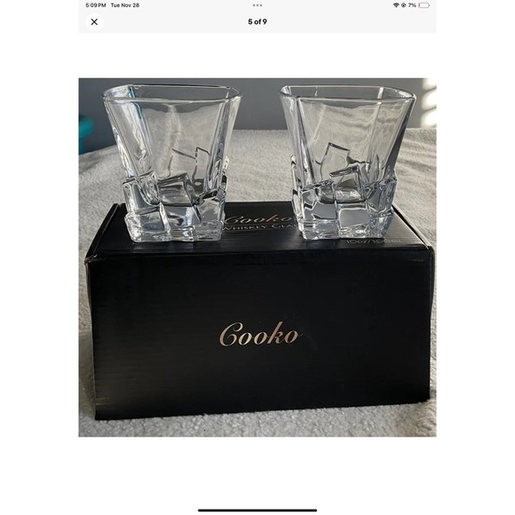 Cooko Crystal Iceberg Whiskey Glasses Bourbon/Scotch Tumblers Set of 2 New - Picture 5 of 9
